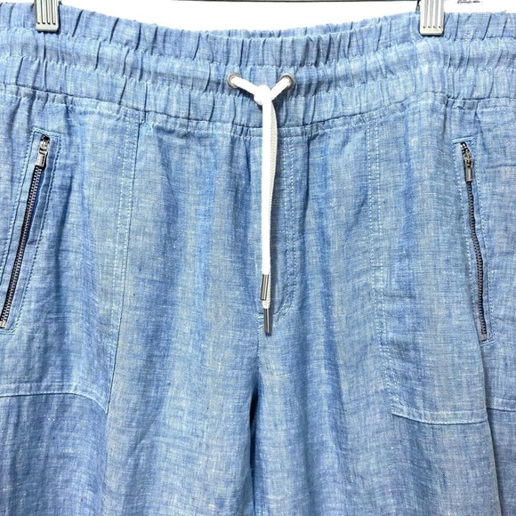 ATHLETA Cabo Linen Jogger Blue Elastic Waist Sz 14 - Picture 3 of 10